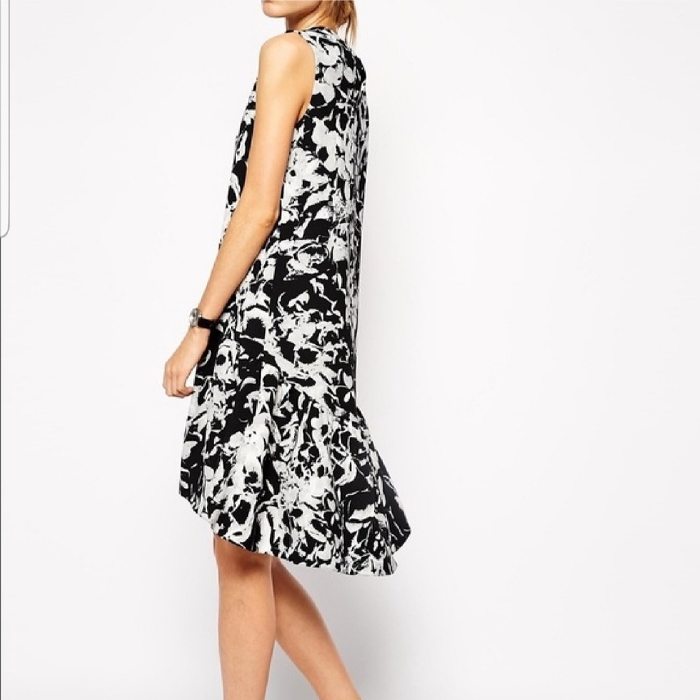 Asos black white and gray hi low dress
